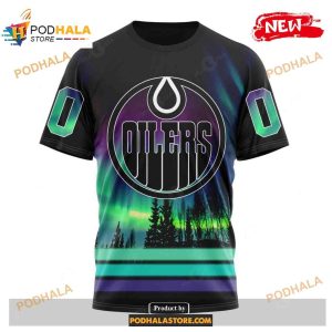 Custom Nhl Edmonton Oilers With Northern Lights Shirt Hoodie 3d 3