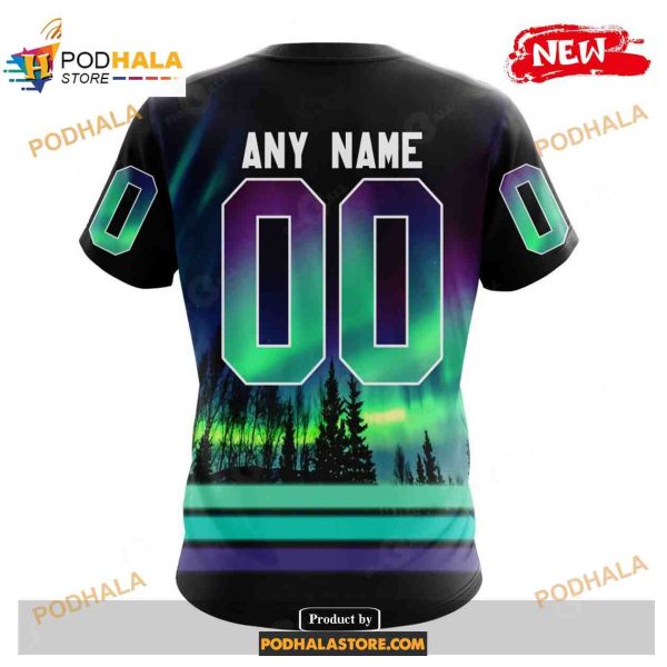 Custom NHL Edmonton Oilers With Northern Lights Shirt Hoodie 3D