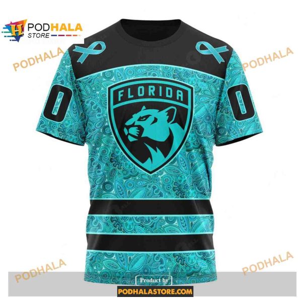 Custom NHL Florida Panthers Fight Ovarian Cancer Shirt Hoodie 3D