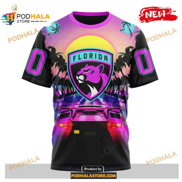 Custom NHL Florida Panthers Miami Vice Pink Design Shirt Hoodie 3D