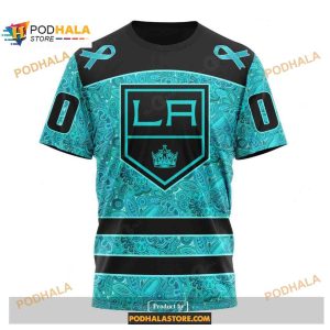 Custom Nhl Los Angeles Kings Fight Ovarian Cancer Shirt Hoodie 3d 3