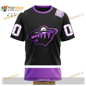 Custom Nhl Minnesota Wild Black Hockey Fights Cancer Shirt Hoodie 3d 3