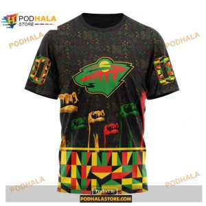 Custom Nhl Minnesota Wild Celebrate Black History Month Shirt Hoodie 3d 3