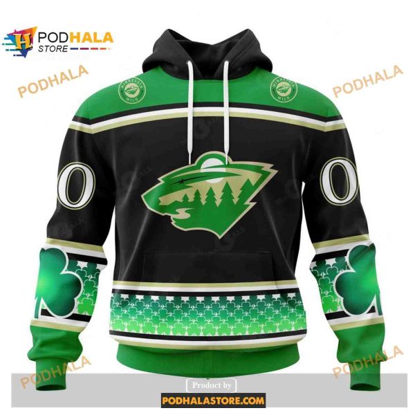 Custom NHL Minnesota Wild Hockey Patricks Day Shirt Hoodie 3D