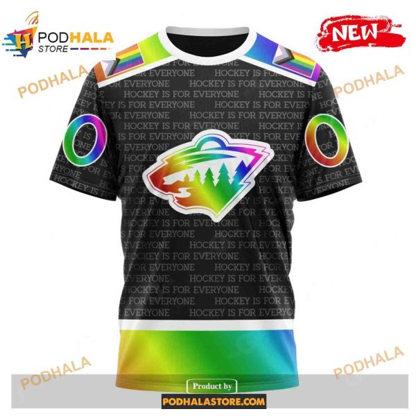 Custom NHL Minnesota Wild Pride Gradient Color Design Hockey Shirt Hoodie 3D