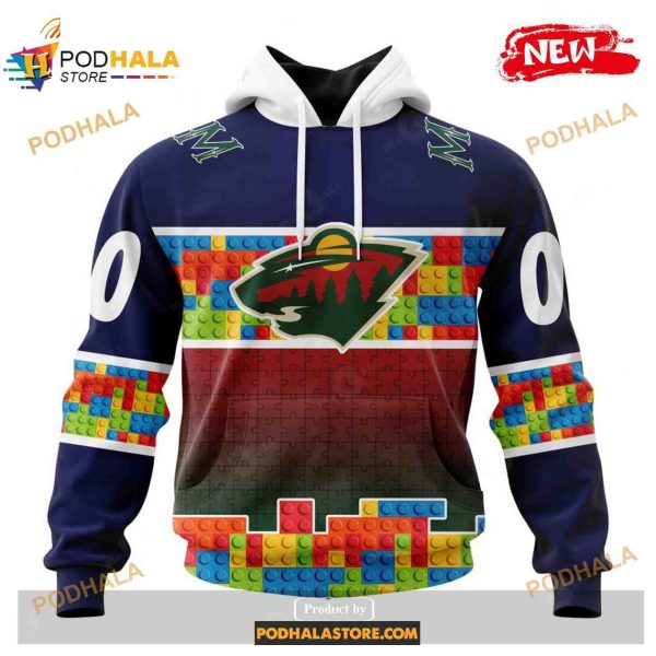Custom NHL Minnesota Wild Puzzle Game Gradients Full Color Shirt Hoodie 3D