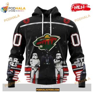 Custom Nhl Minnesota Wild Star Wars Black Design Shirt Hoodie 3d 1