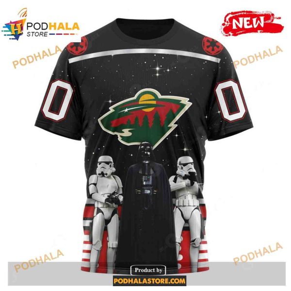 Custom NHL Minnesota Wild Star Wars Black Design Shirt Hoodie 3D