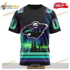 Custom Nhl Minnesota Wild With Northern Lights Shirt Hoodie 3d 3