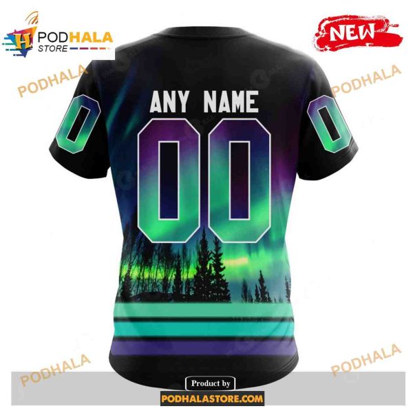 Custom NHL Minnesota Wild With Northern Lights Shirt Hoodie 3D