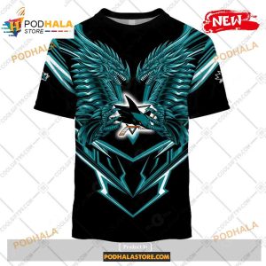 Custom Nhl San Jose Sharks Dragon Design Shirt Hoodie 3d 2