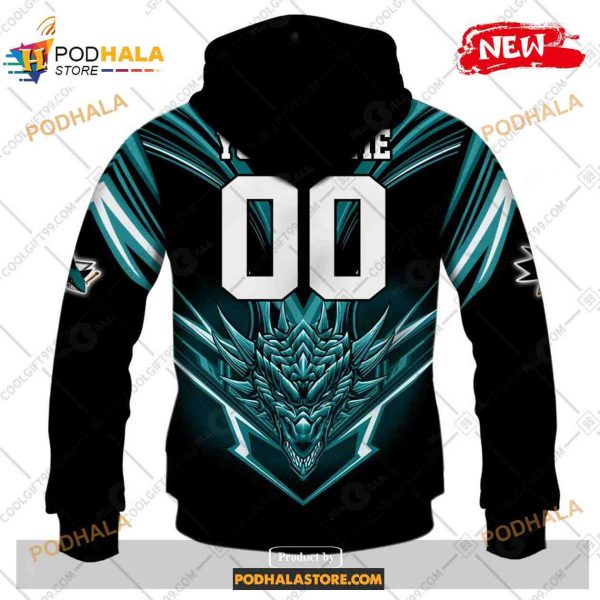 Custom NHL San Jose Sharks Dragon Design Shirt Hoodie 3D
