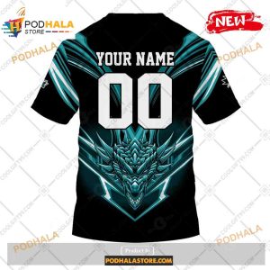 Custom Nhl San Jose Sharks Dragon Design Shirt Hoodie 3d 4