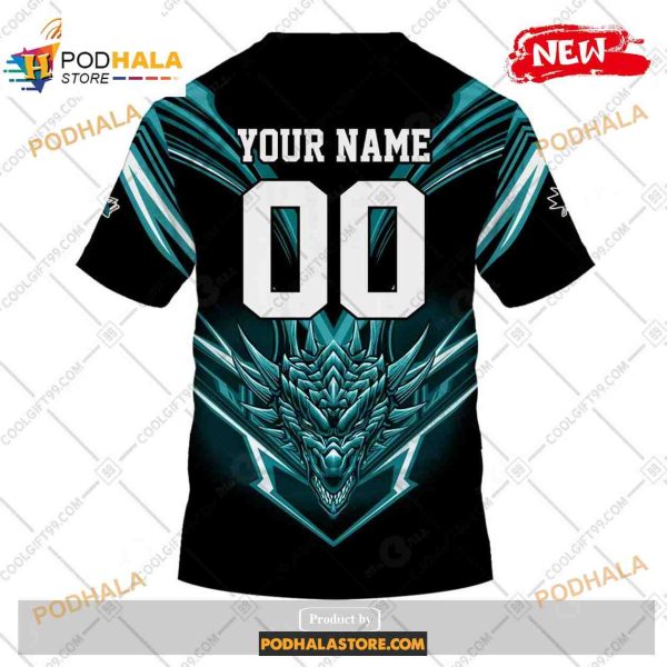 Custom NHL San Jose Sharks Dragon Design Shirt Hoodie 3D