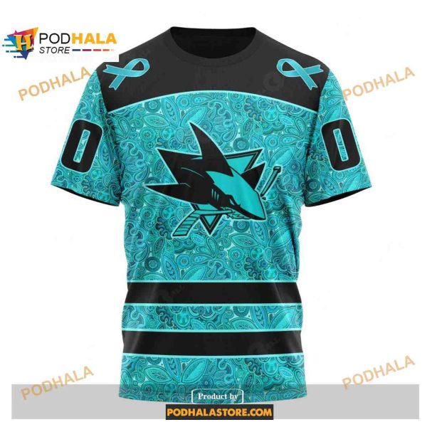 Custom NHL San Jose Sharks Fight Ovarian Cancer Shirt Hoodie 3D