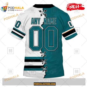 Custom Nhl San Jose Sharks Mix Color Jersey 2023 Shirt Hoodie 3d 4