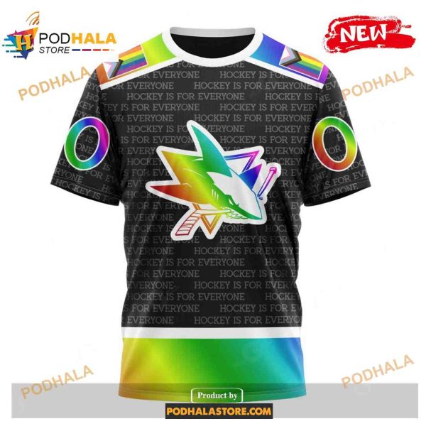 Custom NHL San Jose Sharks Pride Gradient Color Design Hockey Shirt Hoodie 3D