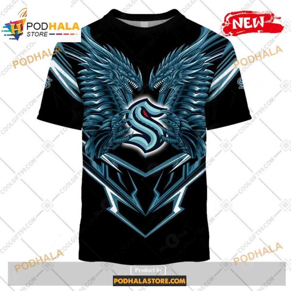 Custom NHL Seattle Kraken Dragon Design Shirt Hoodie 3D