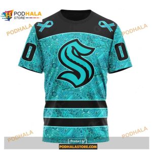 Custom Nhl Seattle Kraken Fight Ovarian Cancer Shirt Hoodie 3d 3