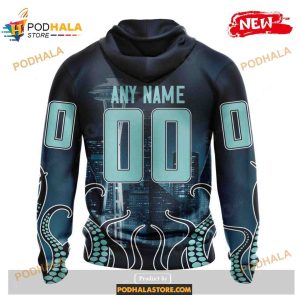 Custom Nhl Seattle Kraken With Space Needle Shirt Hoodie 3d 2