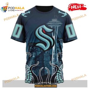 Custom Nhl Seattle Kraken With Space Needle Shirt Hoodie 3d 3