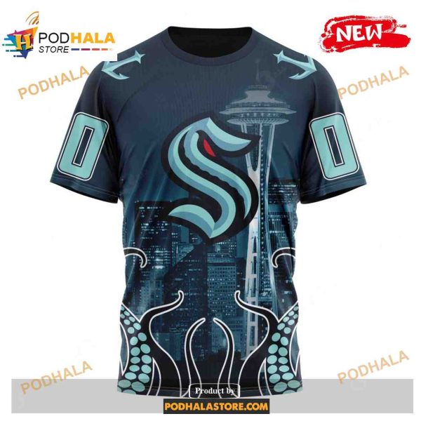 Custom NHL Seattle Kraken With Space Needle Shirt Hoodie 3D