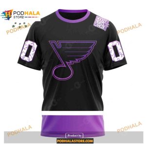 Custom Nhl St Louis Blues Black Hockey Fights Cancer Shirt Hoodie 3d 3