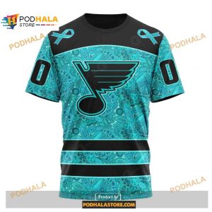 Custom Nhl St Louis Blues Fight Ovarian Cancer Shirt Hoodie 3d 3