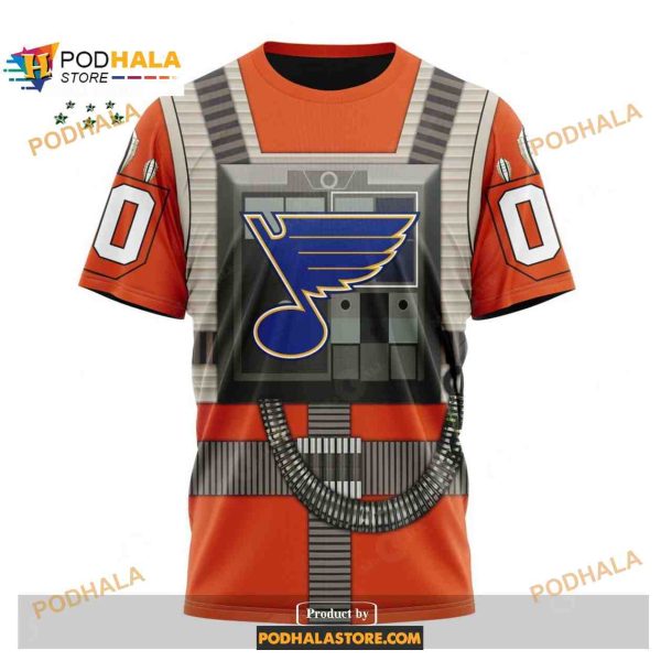 Custom NHL St Louis Blues Star Wars Rebel Pilot Design Shirt Hoodie 3D