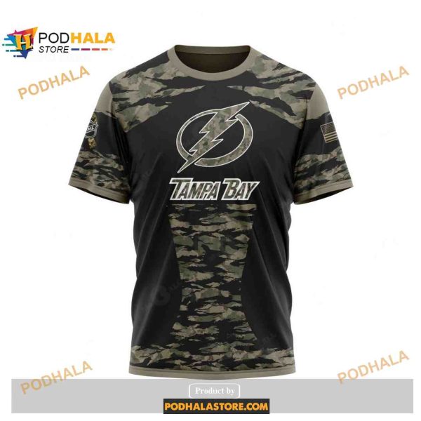 Custom NHL Tampa Bay Lightning Color Military Members Kits V5 Shirt Hoodie 3D