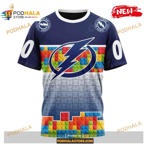 Custom NHL Tampa Bay Lightning Puzzle Game Gradients Full Color Shirt Hoodie 3D