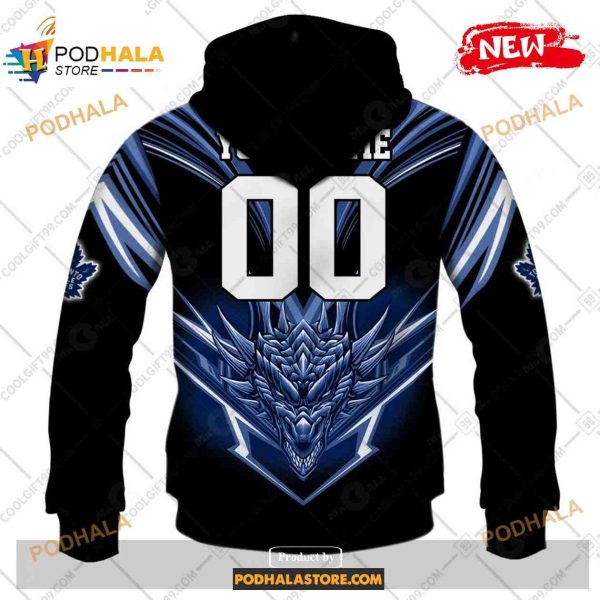 Custom NHL Toronto Maple Leafs Dragon Design Shirt Hoodie 3D