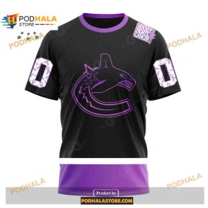 Custom Nhl Vancouver Canucks Black Hockey Fights Cancer Shirt Hoodie 3d 3