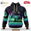 Custom NHL Vancouver Canucks With Northern Lights Shirt Hoodie 3D