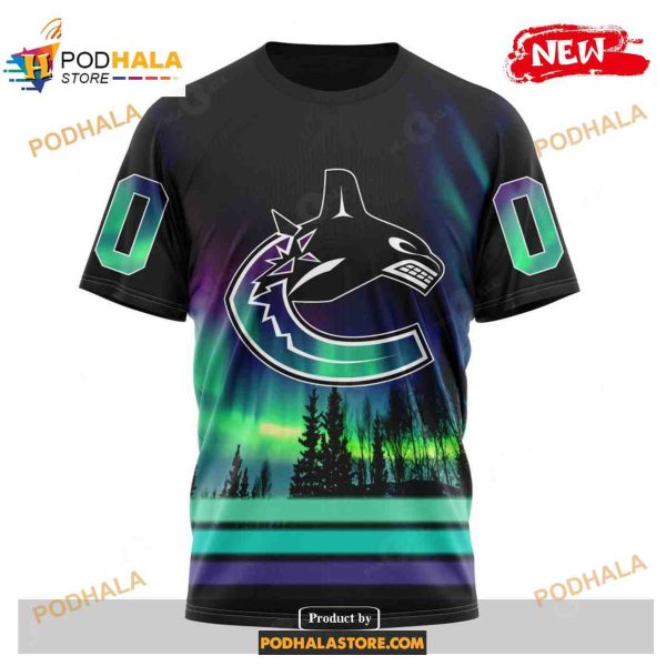 Custom NHL Vancouver Canucks With Northern Lights Shirt Hoodie 3D