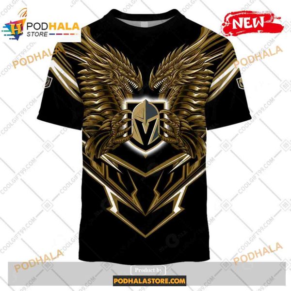 Custom NHL Vegas Golden Knights Dragon Design Shirt Hoodie 3D