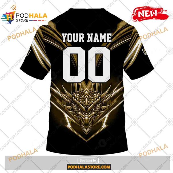 Custom NHL Vegas Golden Knights Dragon Design Shirt Hoodie 3D