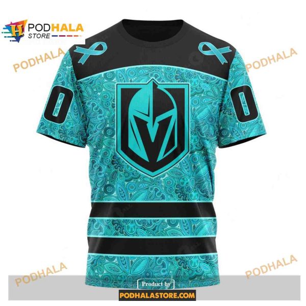 Custom NHL Vegas Golden Knights Fight Ovarian Cancer Shirt Hoodie 3D