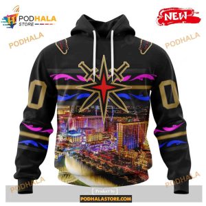 Custom Nhl Vegas Golden Knights With Las Vegas Strip Shirt Hoodie 3d 1