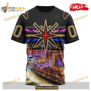 Custom Nhl Vegas Golden Knights With Las Vegas Strip Shirt Hoodie 3d 3