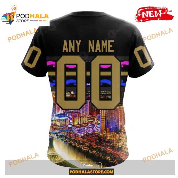 Custom NHL Vegas Golden Knights With Las Vegas Strip Shirt Hoodie 3D