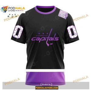 Custom Nhl Washington Capitals Black Hockey Fights Cancer Shirt Hoodie 3d 3