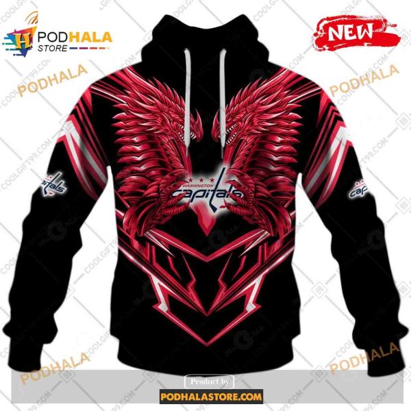 Custom NHL Washington Capitals Dragon Design Shirt Hoodie 3D