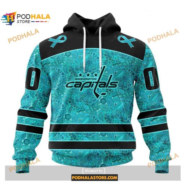 Custom NHL Washington Capitals Fight Ovarian Cancer Shirt Hoodie 3D
