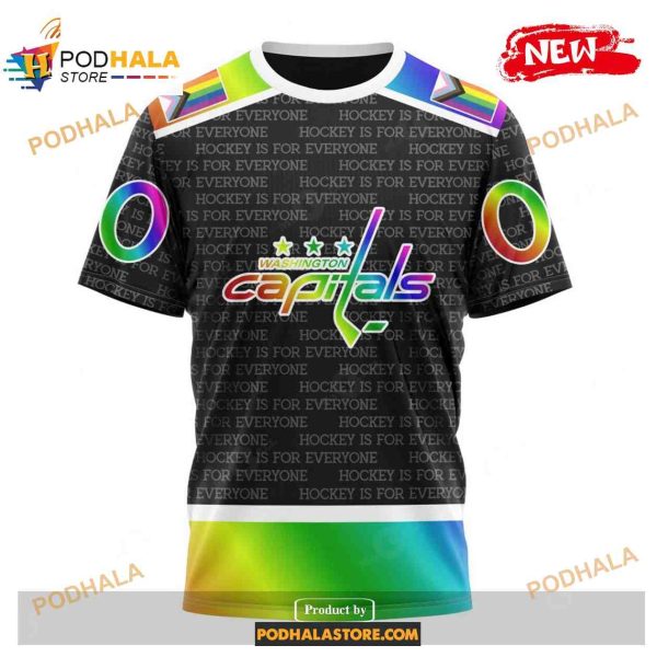 Custom NHL Washington Capitals Pride Gradient Color Design Hockey Shirt Hoodie 3D