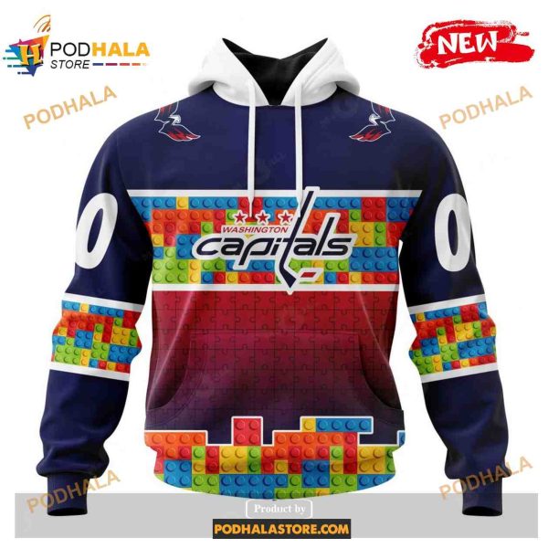 Custom NHL Washington Capitals Puzzle Game Gradients Full Color Shirt Hoodie 3D
