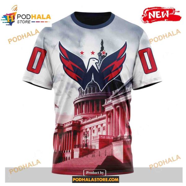 Custom NHL Washington Capitals With The Capitol Building Shirt Hoodie 3D