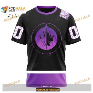 Custom Nhl Winnipeg Jets Black Hockey Fights Cancer Shirt Hoodie 3d 3