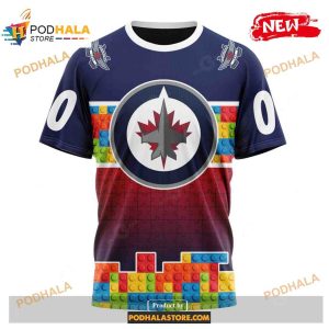 Custom Nhl Winnipeg Jets Puzzle Game Gradients Full Color Shirt Hoodie 3d 3