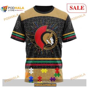 Custom Ottawa Senators Fearless Aganst Autism Nhl Shirt Hoodie 3d 3